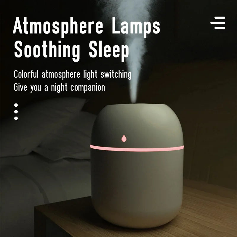 220ML Air Humidifier Portable Ultrasonic Mini Car Aroma Diffuser USB Essential Oil Purifiers LED Lamp Home Fragrance Atomization