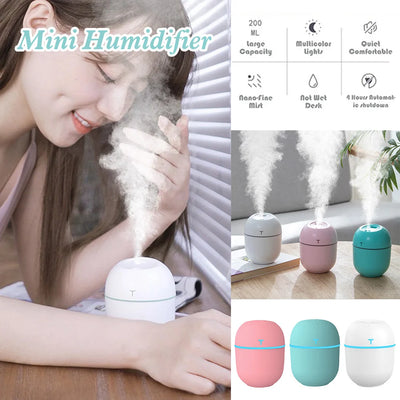 200ML Mini Air Humidifier USB Aroma Essential Oil Diffuser Bedroom Home Car Ultrasonic Mist Maker Humidicador With LED Lamp