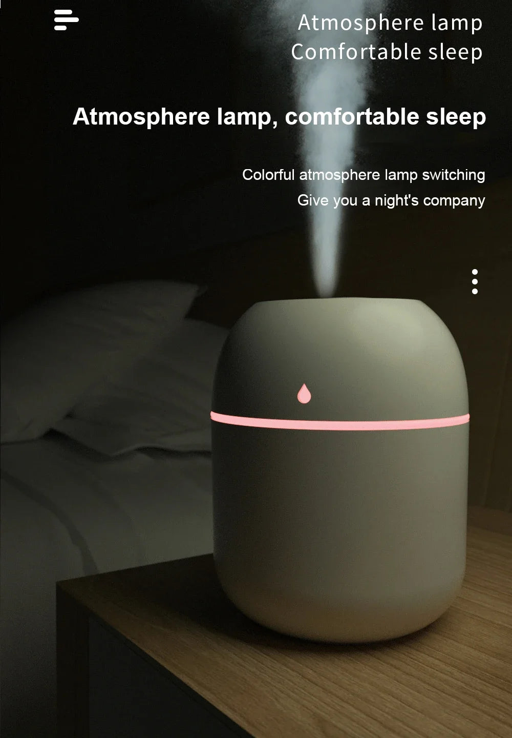 220ML Air Humidifier Portable Ultrasonic Mini Car Aroma Diffuser USB Essential Oil Purifiers LED Lamp Home Fragrance Atomization