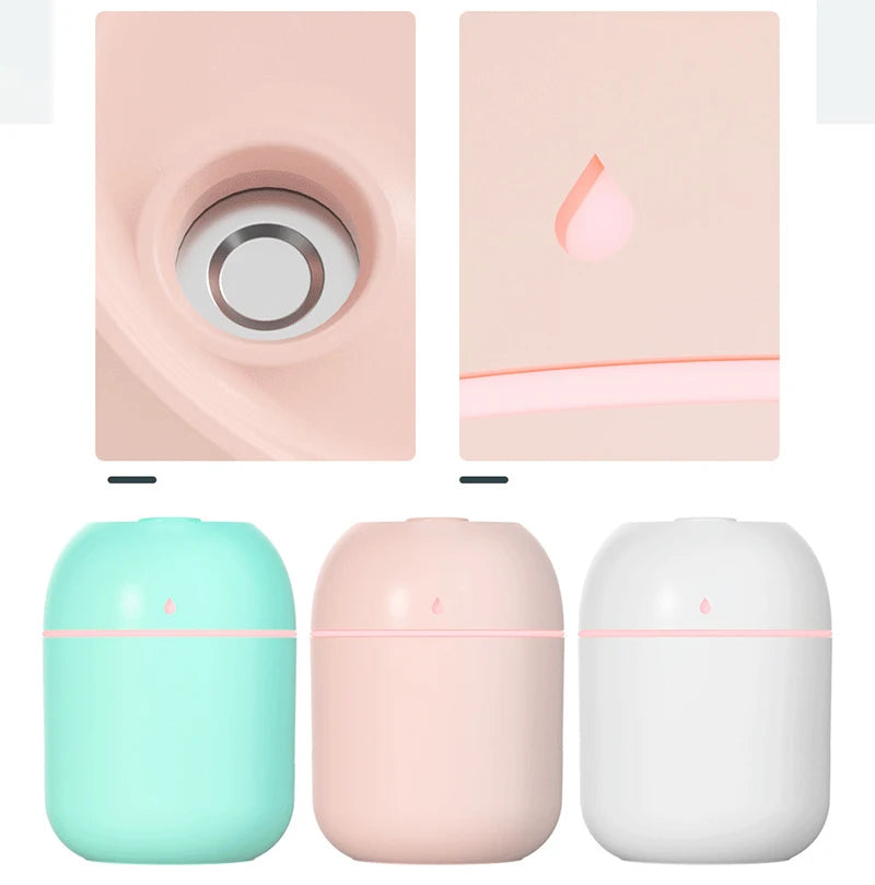 ABS Water drop 220ML Small Air Humidifiers for Home with 1M USB 6-10H Spray Diffuser Aroma Essential Mist Maker Colorful light