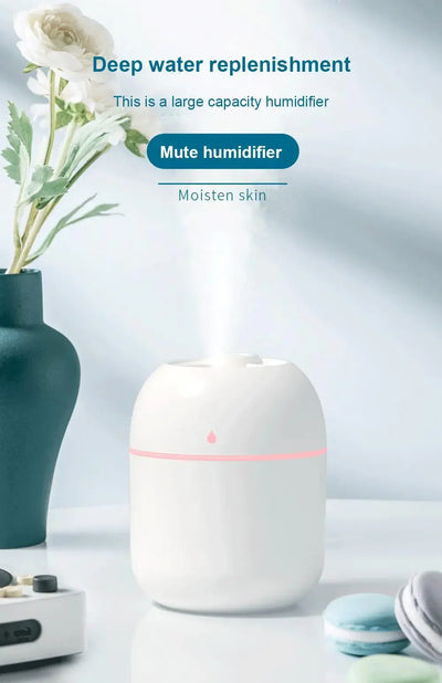 220ML Air Humidifier Portable Ultrasonic Mini Car Aroma Diffuser USB Essential Oil Purifiers LED Lamp Home Fragrance Atomization